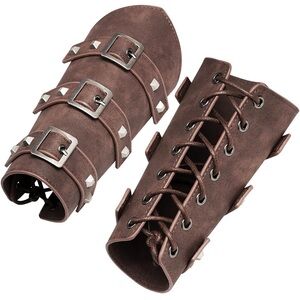 Brown Leather Buckle Gloves